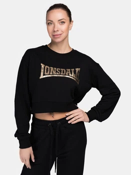 Свитшот женский Lonsdale 117396-1530 M Черный/Золотой с принтом (4255581508056)