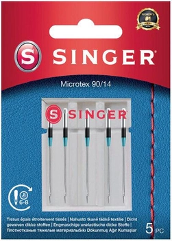 Голка для швейної машини Singer Microtex 90/14 5 шт. (7393033107550)