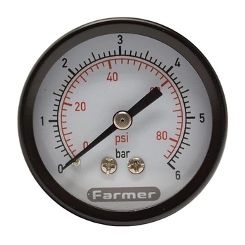 Манометр для тиску води Farmer на 6 бар з заднім підключенням 1/4" корпус Ø50 мм