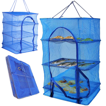 Складная сетка для сушки рыбы на 3 полки 35×35×65см
