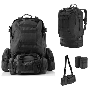 Рюкзак тактический с подсумками 55 л, (55х40х25 см), B08, Черный