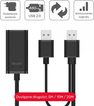 Wzmacniacz sygnału Unitek Y-279 USB 2.0 20 M (4894160033246)