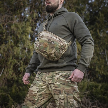 Сумка тактическая через плечо на грудь M-TAC Sphaera Hardsling Bag Large с липучкой Elite Multicam для пистолета (сумка на пояс)