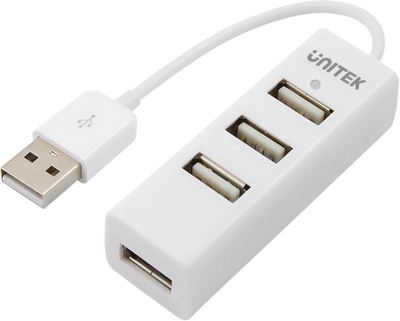 Hub USB Unitek Y-2146 4x USB 2.0 mini Biały (4894160004024)