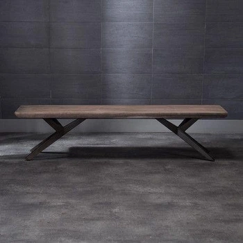 Дизайнерский Кухонный обеденный стол из натурального дерева Loft Design 200x60x75h Черный / Дерево ATL1135