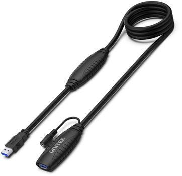 Кабель-подовжувач Unitek USB Type A - USB Type A/DC connector 15 м Black (Y-3003C)