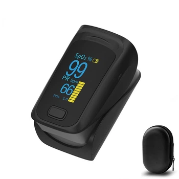 Медицинский пальчиковый пульсоксиметр Yonker Yongrow OLED + футляр, BLACK