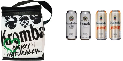 Подарочный набор пива Krombacher Weizen 5.3% 0.5л x 2 шт + Krombacher Hell 5% 0.5л х 2 шт + термосумка (4008287011784)