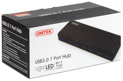 Hub USB Unitek Y-3184 hub 7x USB 3.0 z zasilaczem i BC 1.2 (4894160010520)
