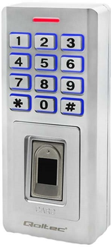 Кодова клавіатура Qoltec OBERON зі сканером відбитків пальців RFID Code/Card/Key fob/Doorbell/IP68/EM (5901878524474)