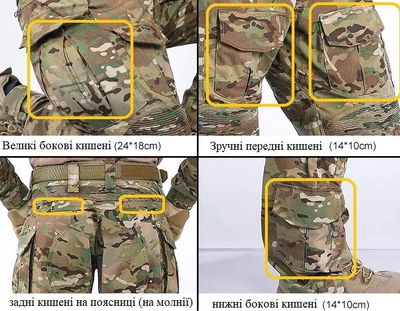 Тактичні штани IDOGEAR Gen3 Combat гармошка розмір L мультикам з наколінниками
