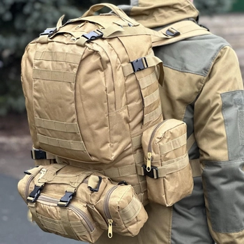 Тактичний рюкзак Tactic рюкзак з підсумками на 55 л. штурмовий рюкзак Койот 1004-coyote
