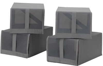 Ящик для взуття IKEA SKUBB 22 x 34 x 16 см 4 шт Темно-сірий (80400004)