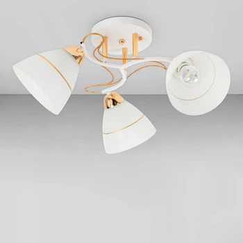 Люстра потолочная Light House SH-20460/3 WT+FG 500*500*240 E27*3 белая с золотом