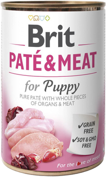 Mokra karma dla szczeniąt Brit Pate & Meat kurczak z indykiem 400 g (8595602557448)