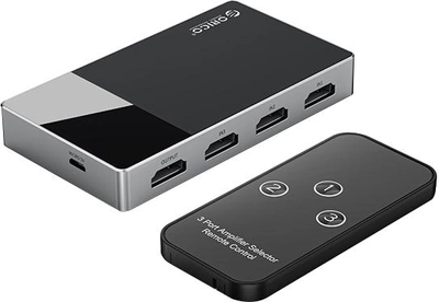 Przełącznik Orico HDMI 2.0 4K z 3 wejściami i 1 wyjściem (HD-3H-GY-BP)