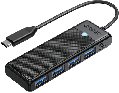 USB-C хаб Orico 4 x USB-A 3.0 5 Gbps Чорний (PAPW4A-C3-015-BK-EP)