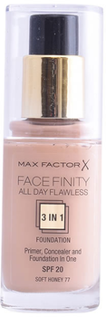 Тональний засіб Max Factor Facefinity 3 In 1 Primer. Concealer And Foundation SPF20 77 Softhoney 30 мл (3614225851674)