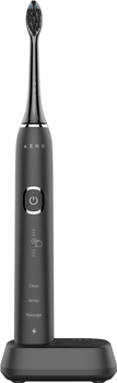 Електрична зубна щітка AENO DB4, 46000 обертів за хвилину, бездротова зарядка, чорна, 4 насадки