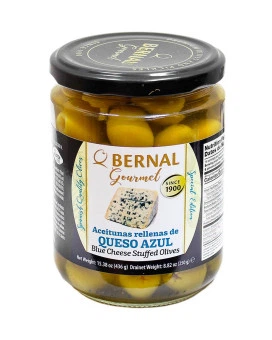 Оливки фаршировані сиром з блакитною пліснявою Bernal Gourmet Aceitunas Rellenas de Queso Azul, 436 г