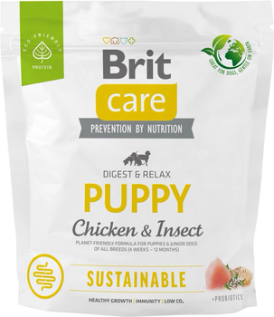 Сухий корм для собак Brit care dog sustainable puppy chicken insect 1 кг (8595602558643)