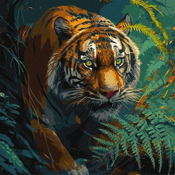 Картина по номерам 40×40 см Тигр Повелитель джунглей Идейка. КНО6506
