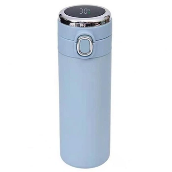 Термос для чая/кофе с LED-датчиком температуры стальной Smart Flask 420 мл – синий (LB-103564)