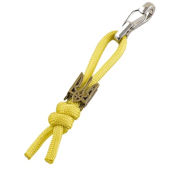 Брелок из паракорда Тризуб YELLOW. З латунною намистиною ручного лиття