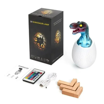 Нічник динозавр в яйці з пультом управління SUNROZ 3D Dinosaur Lamp 15 кольорів світла