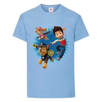 Футболка детская Щенячий патруль (Paw Patrol) светло-голубая (puppies-7-blue) размер 128 см
