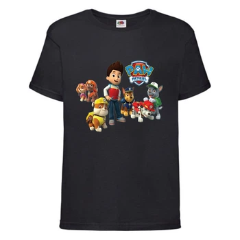 Футболка детская Щенячий патруль (Paw Patrol) все щенки черная 116 см
