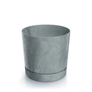 Горщик для квітів Prosperplast TUBO P BETON EFFECT 14.8х14.8х13см круглий з підставкою бетон (72188-422)
