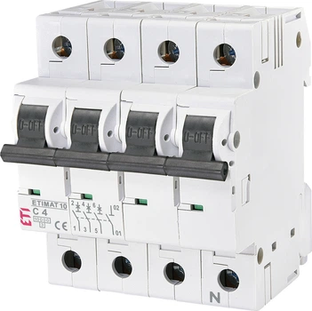 Автоматичний вимикач ETIMAT 10 3p+N C 4А (10 kA) ETI (2136710)