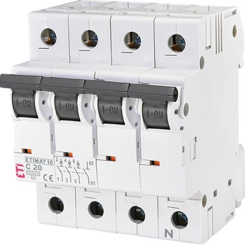 Автоматичний вимикач ETIMAT 10 3p+N C 20А (10 kA) ETI (2136717)