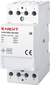Модульний контактор E.NEXT e.mc.220.4.25.4 NO, 4р, 25А, 4NO, 220 В p005005