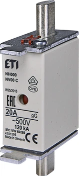 Предохранитель NH-000/gG 20A 500V KOMBI ETI (4181206)