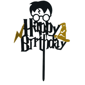 Топпер Для Торта Happy Birthday Гаррі Поттер | Чорний