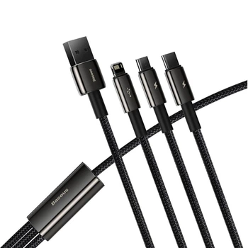 Кабель 3-в-1 Baseus Tungsten Gold One-for-three Fast Charging Data 3.5A 1.5m чорний (CAMLTWJ-01)