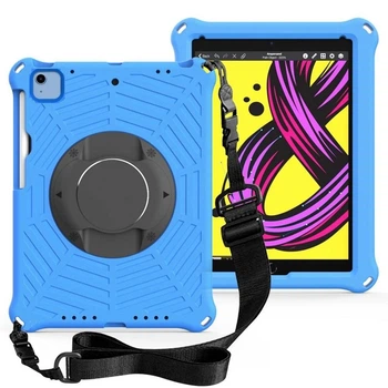 Чехол STR EVA Apple iPad Air 5 (10.9 экран) Паутинка, детский с ремнём и подставкой Blue