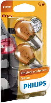 Автолампа вказівна Philips 12496 PY21W-02В 12V 21W (BAU15s) (блістер) (шт.)
