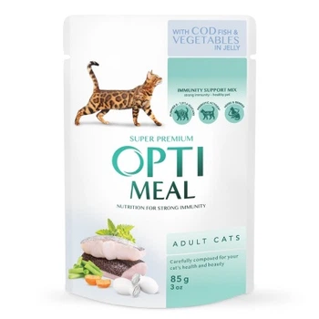 Влажный корм Optimeal для кошек с треской и овощами в желе 85 г (4820215364041)
