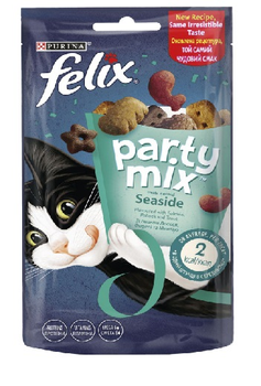Лакомство Purina Felix Party Mix Ocean Mix для кошек, океанический микс со вкусом лосося и форели, 60 г. (7613287631435)