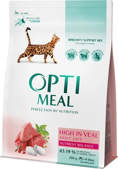 Сухой корм Optimeal для кошек со вкусом телятины 200г.(4820215360173)