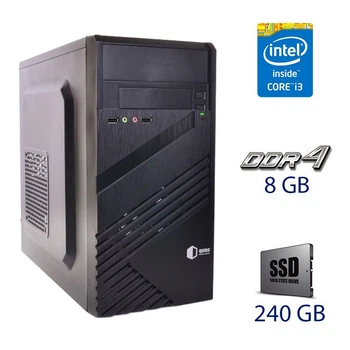 Компьютер QUBE QB05M Tower / Intel Core i3-8100 (4 ядра по 3.6GHz) / 8GB DDR4 (2666 MHz) / 240GB SSD / 400W / H310