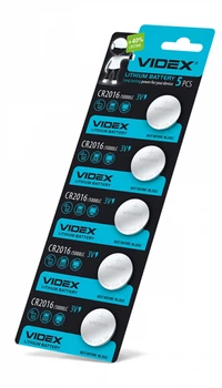 Батарейка литиевая Videx CR2016 5шт BLISTER CARD