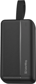 УМБ ColorWay Power Bank 30000 mAh High-power 2 (USB QC3.0 + USB-C Power Delivery 22.5W) Black (CW-PB300LPC2BK-PD)