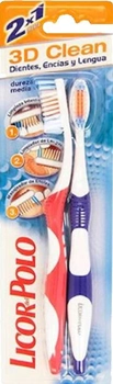 Szczoteczki do zębów Licor Del Polo 3D Clean Toothbrush 2x1 (8410436270007)