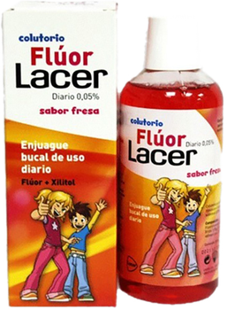 Ополіскувач для порожнини рота Lacer Fluoride 0,05 Strawberry Mouthwash 500 ml (8470002385764)
