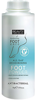 Антибактеріальна пудра для ніг 100г Beauty Formulas (5012251008105)