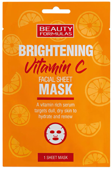 Rozjaśniająca maska z tkaniny z witaminą C Beauty Formulas 1 szt (5012251013352)